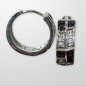 Black and white sparkling earrings